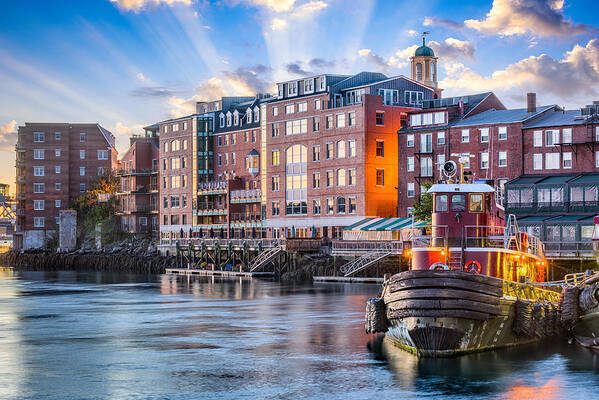 Landscape Art Print featuring the photograph Portsmouth, New Hampshire, Usa Town #1 by Sean Pavone