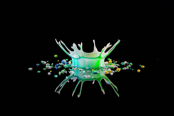 Emergence Art Print featuring the photograph Reflected Splash Crown Of Coloured #1 by Kim Westerskov