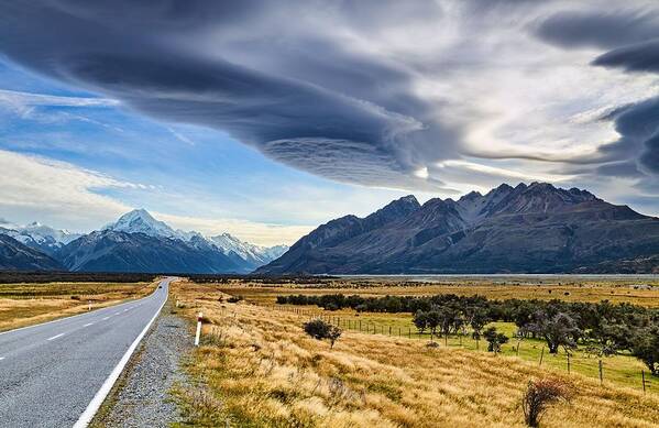 Landscape Art Print featuring the photograph Road To The Mount Cook The Highest Pick #1 by DPK-Photo