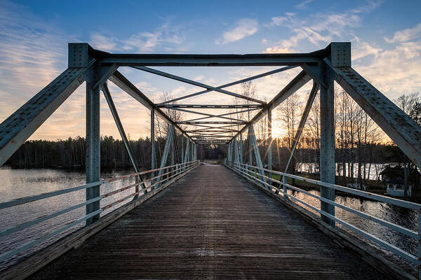 Landscape Art Print featuring the photograph Scenic Landscape With Old Metal Bridge #1 by Jani Riekkinen