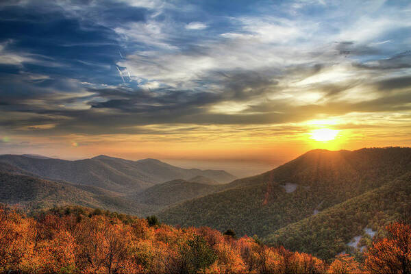 Scenics Art Print featuring the photograph Shenandoah, Virginia Sunset #1 by Pierre Leclerc Photography