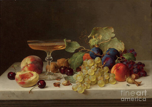 Oil Painting Art Print featuring the drawing Still Life With Summer Fruits #1 by Heritage Images