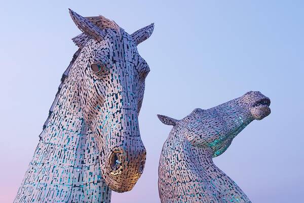 The Kelpies Art Print featuring the photograph Sunset at the Kelpies #1 by Stephen Taylor