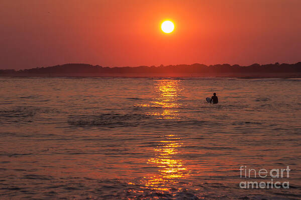 Sunset Art Print featuring the photograph Sunset Surfer #1 by Anthony Sacco