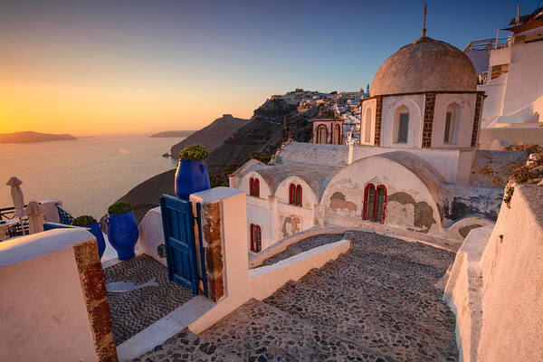 Landscape Art Print featuring the photograph Thira, Santorini. Image Of Famous #1 by Rudi1976