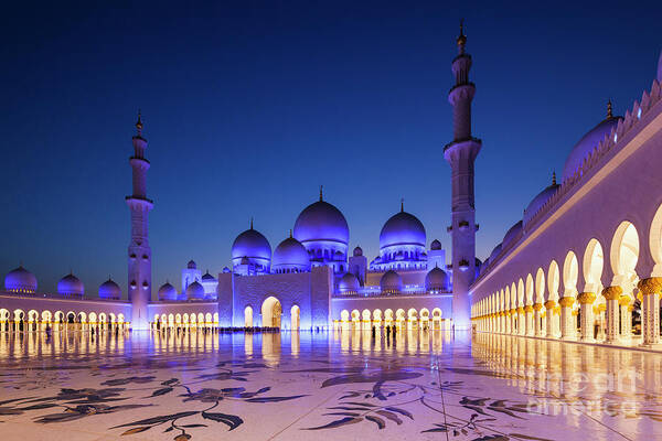 Tranquility Art Print featuring the photograph Uae, Abu Dhabi, Exterior #1 by Walter Bibikow