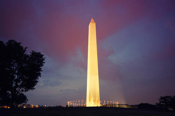 Panoramic Art Print featuring the photograph Usa Flag At The Washington Monument #1 by Franckreporter