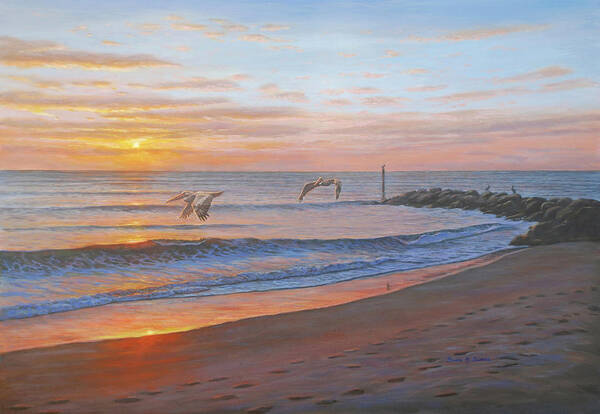 Wings Over Captiva Art Print featuring the painting Wings Over Captiva #1 by Bruce Dumas