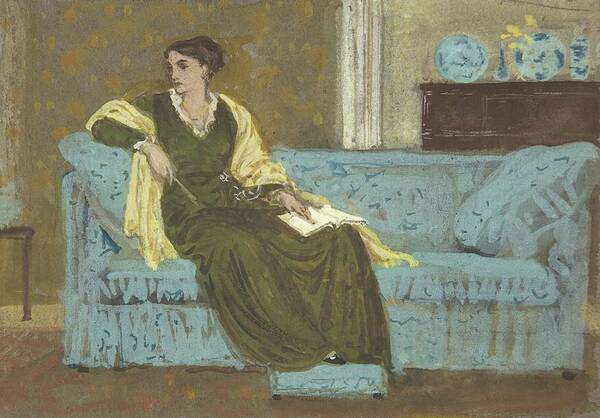 Woman Art Print featuring the painting Woman Seated On A Sofa by Walter Crane