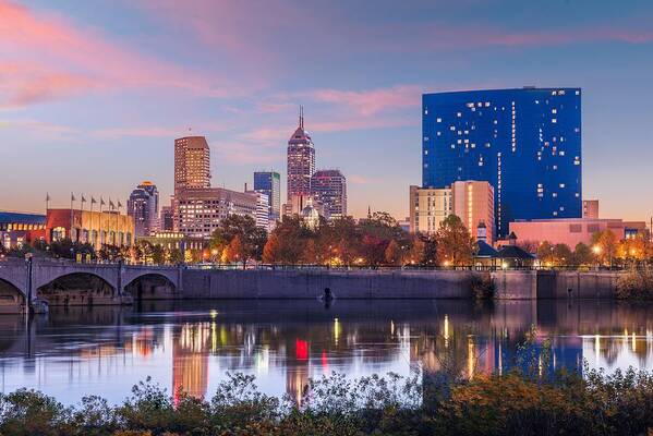 Landscape Art Print featuring the photograph Indianapolis, Indiana, Usa Skyline #12 by Sean Pavone