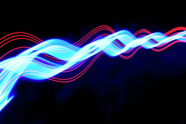 Black Background Art Print featuring the photograph Abstract Light Trails And Streams #16 by John Rensten
