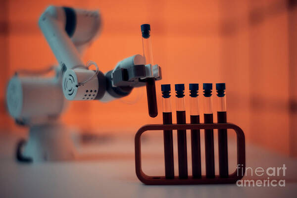 Laboratory Art Print featuring the photograph Robotic Arm Holding Test Tube #17 by Wladimir Bulgar/science Photo Library