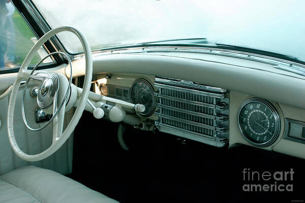 Vintage Art Print featuring the photograph 1940s Lincoln Continental dashboard by Lucie Collins