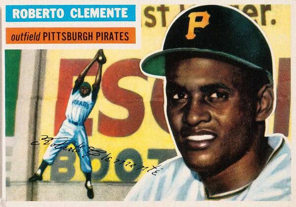 Player Art Print featuring the painting 1956 Topps Roberto Clemente Gray Back by Celestial Images