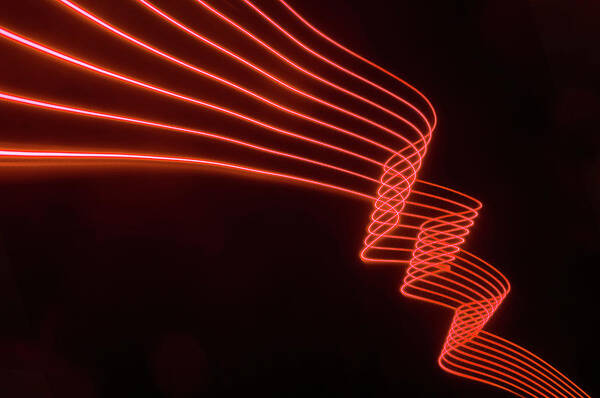 Parallel Art Print featuring the photograph Abstract Colored Light Trails With by John Rensten