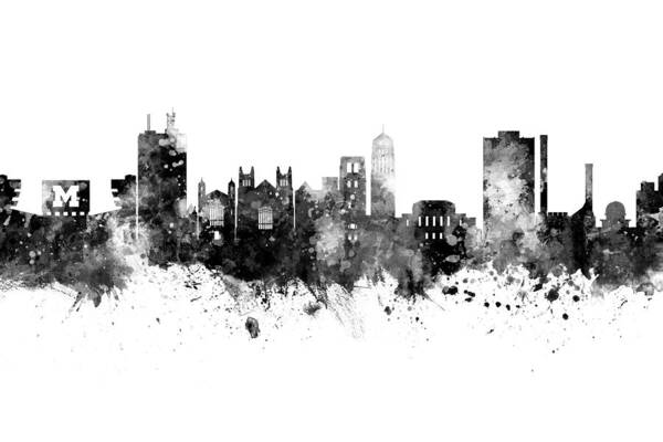 Ann Arbor Art Print featuring the digital art Ann Arbor Michigan Skyline #2 by Michael Tompsett