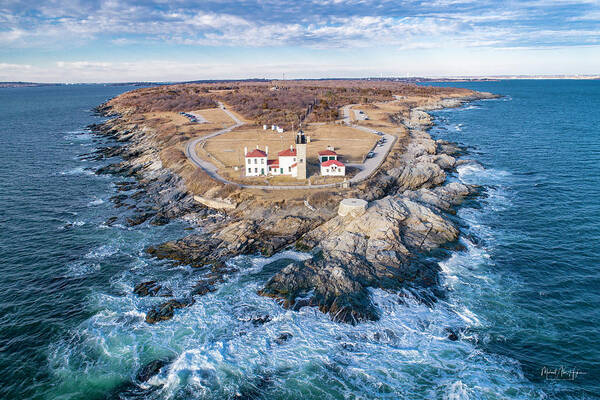 Beaver Tail Lighthouse Art Print featuring the photograph Beaver Tail Lighthouse #2 by Veterans Aerial Media LLC