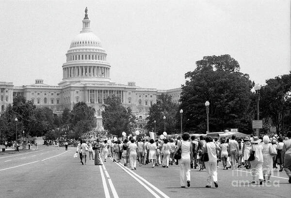 Marching Art Print featuring the photograph Equal Rights Amendment March On Congress #2 by Bettmann
