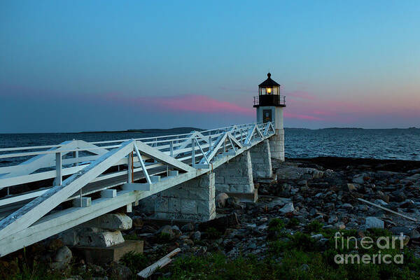 Lighthouse Art Print featuring the photograph Marshall Point Lighthouse At Dusk #2 by Diane Diederich
