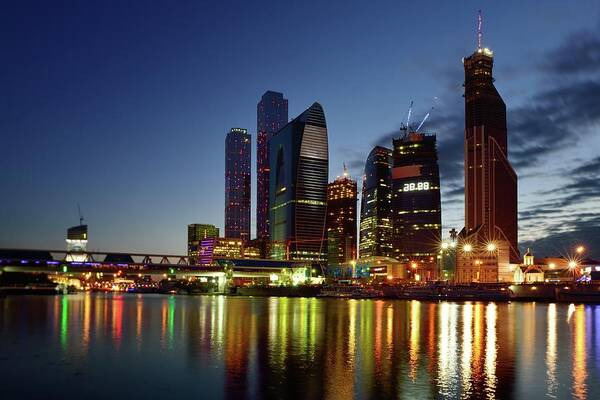 Scenics Art Print featuring the photograph Moscow City At Dusk #2 by Vladimir Zakharov