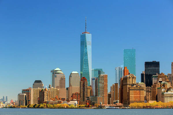 Lower Manhattan Art Print featuring the photograph Skyline Of New York With One World #2 by Sylvain Sonnet