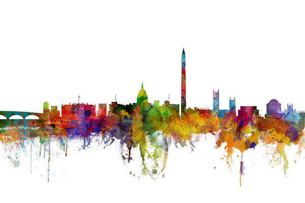 United States Art Print featuring the digital art Washington DC Skyline by Michael Tompsett