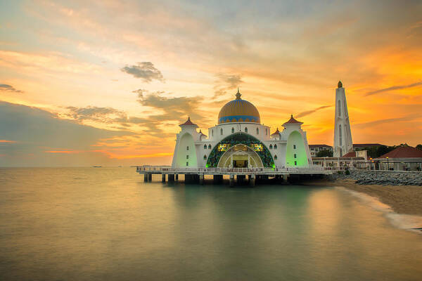 Landscape Art Print featuring the photograph Malacca Islam Mosque Is Beutiful Islam #3 by Prasit Rodphan