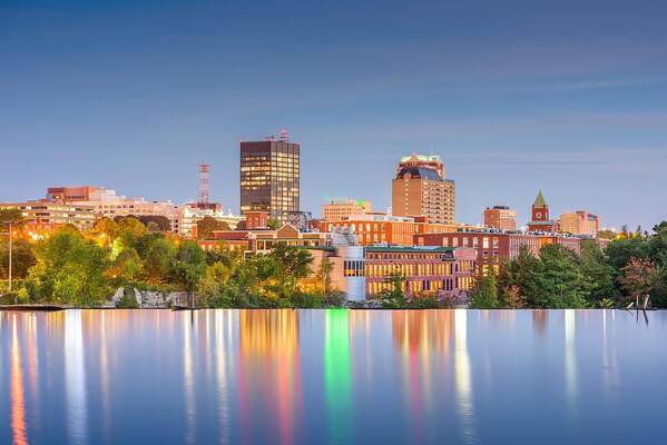 Landscape Art Print featuring the photograph Manchester, New Hampshire, Usa Skyline #3 by Sean Pavone