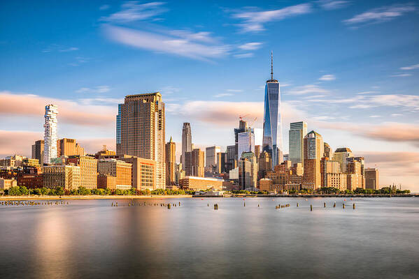 Sea Art Print featuring the photograph New York City Financial District #3 by Sean Pavone