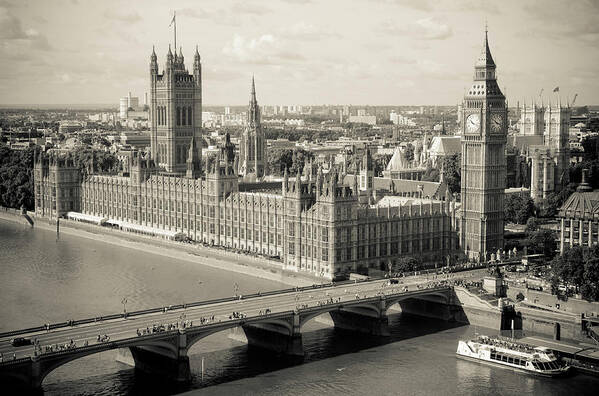 Clock Tower Art Print featuring the photograph London Big Ben And House Of Parliament by Franckreporter