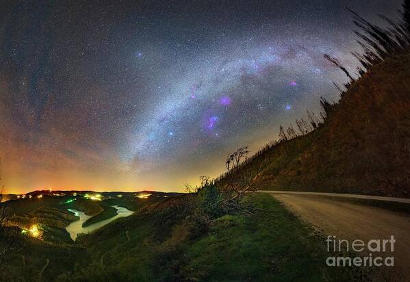 Aldeias De Xisto Art Print featuring the photograph Milky Way Over Countryside #5 by Miguel Claro/science Photo Library