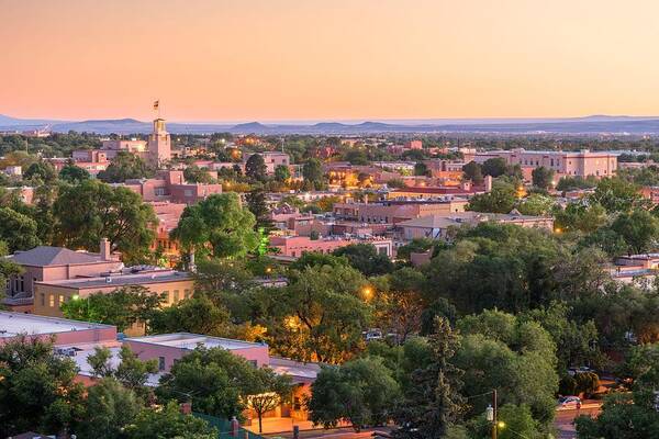 Landscape Art Print featuring the photograph Santa Fe, New Mexico, Usa Downtown #5 by Sean Pavone