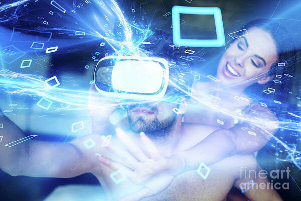 Couple Art Print featuring the photograph Virtual Reality Cybersex #56 by Sakkmesterke/science Photo Library