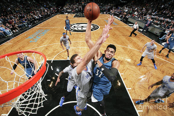 Karl-anthony Towns Art Print featuring the photograph Minnesota Timberwolves V Brooklyn Nets #7 by Nathaniel S. Butler