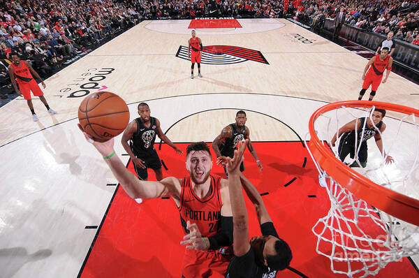 Jusuf Nurkic Art Print featuring the photograph Milwaukee Bucks V Portland Trail Blazers #8 by Sam Forencich