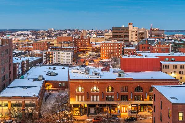 Landscape Art Print featuring the photograph Portland, Maine, Usa Downtown Skyline #8 by Sean Pavone