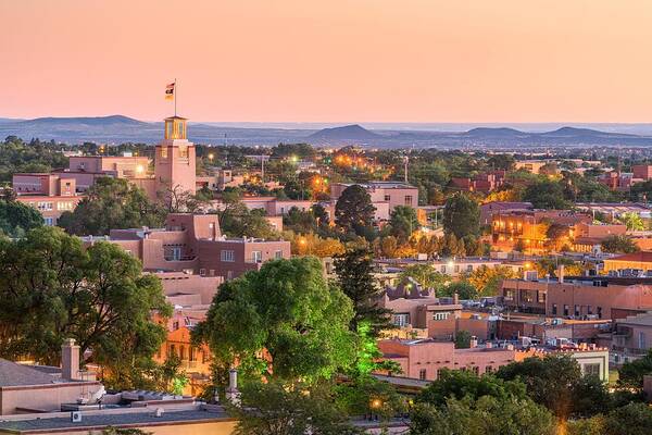 Landscape Art Print featuring the photograph Santa Fe, New Mexico, Usa Downtown #8 by Sean Pavone