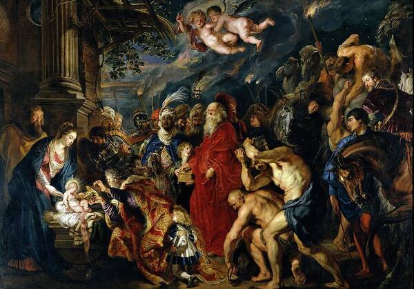Flemish Art Print featuring the painting Adoration Of The Magi by Peter Paul Rubens