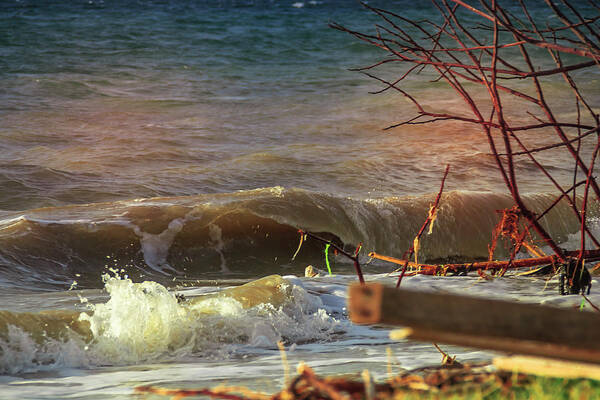 Wave Art Print featuring the photograph a beautiful afternoon on Kampung Nelayan beach by Mangge Totok