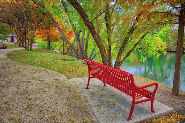Boerne Art Print featuring the photograph A Colorful Stop Along Boerne's River Walk by Lynn Bauer