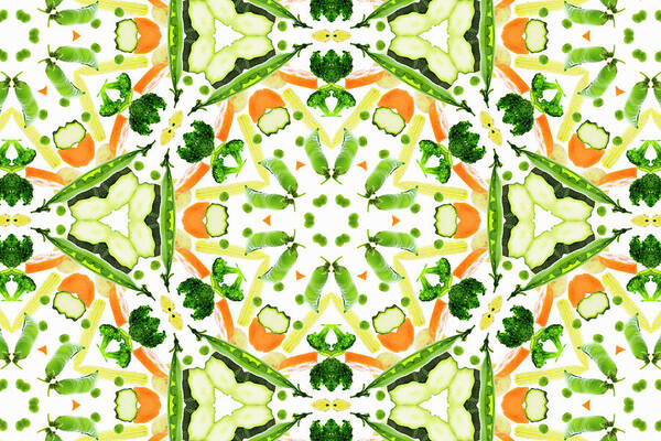 Large Group Of Objects Art Print featuring the photograph A Kaleidoscope Image Of Fresh Vegetables by Andrew Bret Wallis
