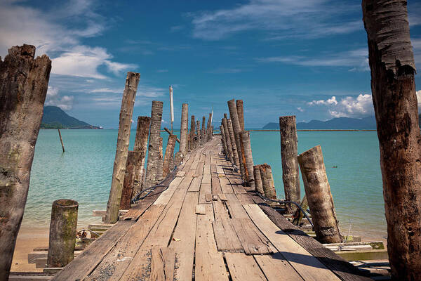 Water's Edge Art Print featuring the photograph A Picture Of A Wooden Bridge On The by 35007