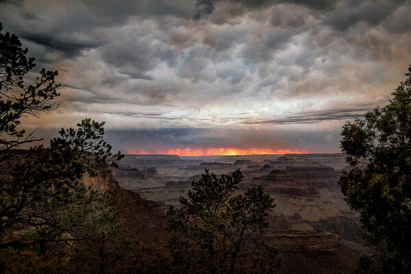 Landscape Art Print featuring the photograph A Stormy Sunset at the Canyon by John M Bailey