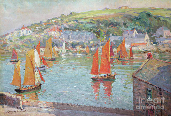 Harbour Art Print featuring the painting A Summer Day by Charles David Jones Bryant