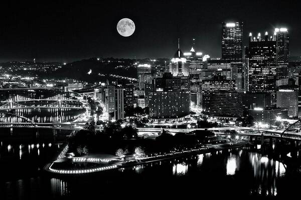 Pittsburgh Art Print featuring the photograph A View of Pittsburgh PA from Above by Frozen in Time Fine Art Photography