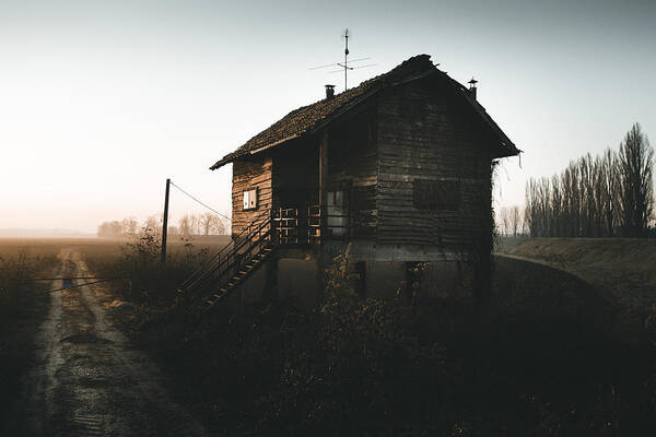 Fog Art Print featuring the photograph Abandoned House by Roberto Franchini