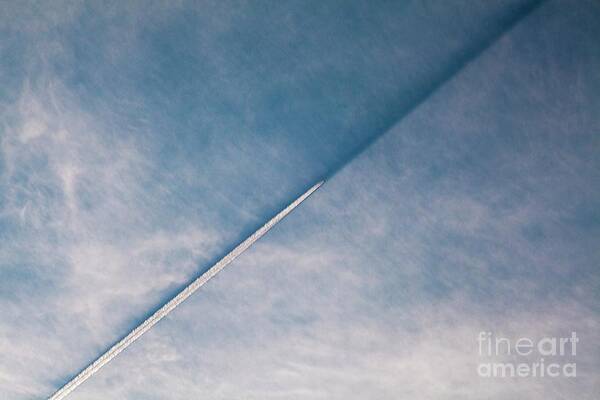 Atmospheric Phenomenon Art Print featuring the photograph Aircraft Contrail And Shadow by Stephen Burt/science Photo Library