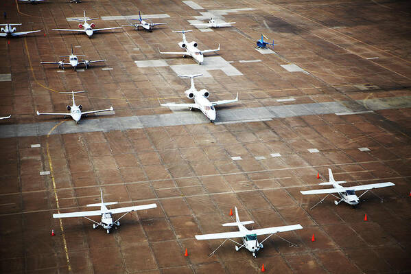 Outdoors Art Print featuring the photograph Airplanes On Tarmac by Thomas Northcut