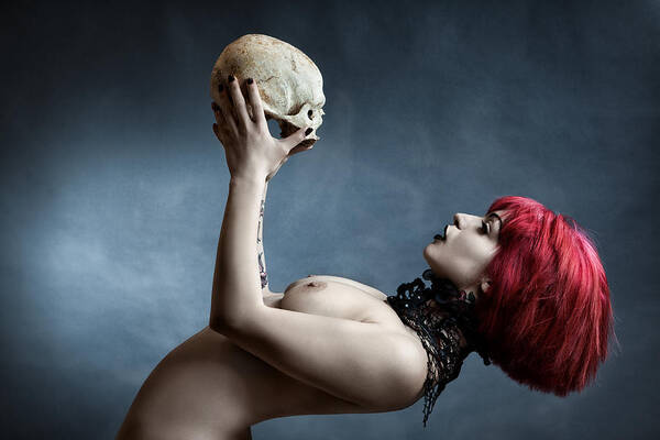 Fine Art Print featuring the photograph Alex With The Skull by Ilka Antonova