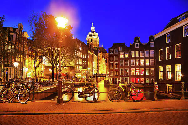 Row House Art Print featuring the photograph Amsterdam At Night by Nikada